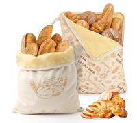 Guniata 2 bolsas de pan de cera de abejas con cremallera en forma de L, reutilizables, 42 × 33 cm, bolsas grandes de cera de abejas, para pan de masa madre, queso, panadero, hogar y granja, beige