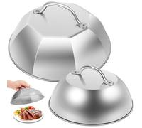 Guniata 2 campanas para hamburguesas de acero inoxidable, 2 tamaños diferentes, para cocina, carne, barbacoa, hamburguesas con queso, interior y exterior, apto para lavavajillas (octágono grande +