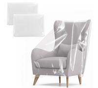 Guniata 2 fundas transparentes para muebles, fundas protectoras impermeables de plástico para sillas de relax de 80 cm de largo y 90 cm de ancho, para casa, salón, dormitorio, oficina (transparente, 2