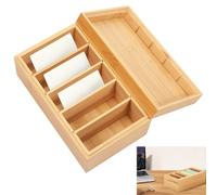 Guniata Caja de madera A8, caja de vocabulario con tapa de madera, caja de tarjetas de recetas con 5 separadores extraíbles, para oficina, escuelas y hogares, sin tarjetas (estilo 2)