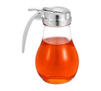 Guniata Dispensador de jarabe de cristal, dispensador de miel, jarabe de cristal con tapa de vertido, dispensador de jarabe para herramientas de cocina, jarabe de caramelo (transparente)