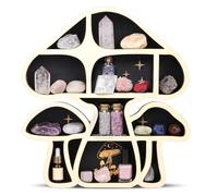 Guniata Estanterías de cristal,Estantería de pared flotante,Decoración de pared de hongos,Estantería de almacenamiento,para piedras y aceites esenciales (A)