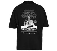 Gunmant Mr Wolf Solves Problems Black Baggy T-Shirt Mens Womens Unisex Short Sleeves XL