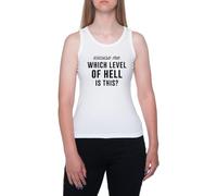 GUNMANTOR Disculpe ¿Qué Nivel De Infierno Es Este Camiseta Weißes T-Shirt Damen Mit Kurzen Ärmeln Und Rundem Hals