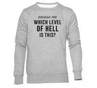 GUNMANTOR Disculpe ¿Qué Nivel De Infierno Es Este Sudadera Jersey Gris para Hombre Mujer Unisex Manga Larga Cuello Redondo