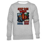 GUNMANTOR ¡No A La Guerra Entre Israel E Irán Sudadera Jersey Gris para Hombre Mujer Unisex Manga Larga Cuello Redondo
