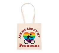 GUNMANTOR Pregúntame Sobre Mis Pronombres Bolsa De Compras Beige Durable Reutilizable Eco Friendly Reusable Shopping Bag