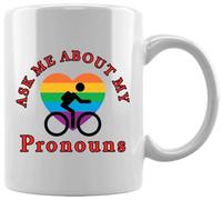 GUNMANTOR Pregúntame Sobre Mis Pronombres Taza Blanca De Cerámica Hogar De Oficina De La Taza Del Agua Té Café