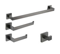Gunmetal Toallero Toallero Anillo Soporte de Papel higiénico Gancho para Bata Accesorios montados en la Pared Hardware, Gris 4 Piezas, uno