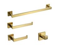 Gunmetal Toallero Toallero Anillo Soporte de Papel higiénico Gancho para Bata Accesorios montados en la Pared Hardware, Oro 4 Piezas, uno