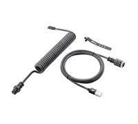 GUNMJO Cable USB C en espiral Pro Custom para teclado de juegos, cable de teclado mecánico de aviador de metal con aviador de aluminio recto, 1.5 m USB-C a USB-A, color negro carbón