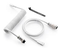 GUNMJO Cable USB C en espiral Pro Custom para teclado de juegos, cable de teclado mecánico de doble manga con aviador de metal desmontable, 1.5 m USB-C a USB-A, color blanco