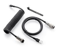 GUNMJO Cable USB C en espiral Pro Custom para teclado de juegos, cable de teclado mecánico de doble manga con aviador de metal desmontable, 1.5 m USB-C a USB-A, color negro carbón