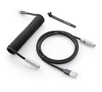 GUNMJO Cable USB C en espiral Pro Custom para teclado de juegos, cable de teclado mecánico de doble manga con aviador de metal desmontable tipo delgado, USB-C a USB-A, color negro clásico