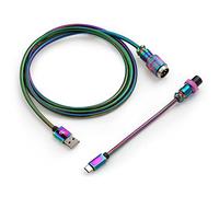 GUNMJO Pro 304 - Cable USB C recto de acero inoxidable para teclado de juegos, cable de teclado mecánico con aviador de metal desmontable para teclado de computadora, USB-C a USB-A, color cromado