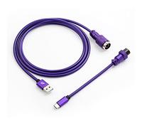 GUNMJO Pro 304 - Cable USB C recto de acero inoxidable para teclado de juegos, cable de teclado mecánico con aviador de metal desmontable para teclado de computadora, USB-C a USB-A, color morado