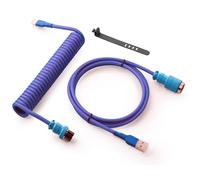GUNMJO Pro - Cable USB C en espiral personalizado para teclado de juegos, cable de teclado mecánico de doble manga con aviador de metal desmontable, USB-C a USB-A, color nebulosa de 1,5 m