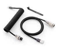 GUNMJO Pro Custom Coiled - Cable USB C para teclado de juegos, cable de teclado mecánico de doble capa con aviador de metal desmontable, 1,5 m USB-C a USB-A, color negro