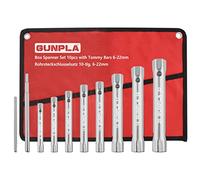 Gunpa 10 Piezas Juego de Llaves de Tubo Métricas 6x7mm - 20x22mm, Doble Extremos y Hexagonal, Llave de Bujía para Trabajar en Grifo, Bujías, Tuercas y Huecas