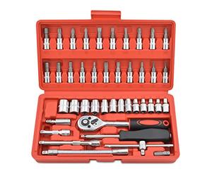 Gunpla Herramienta Juego de 46 piezas Vasos y Puntas de Destornilladores para Llaves de Carraca, 1/4" Pulgada