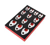 Gunpla Juego de 13 Piezas Llave Boca Hexagonal Abierta (Crowfoot) Acero de Molibdeno Cromado, Entrada 8-22 mm Tamaño Métrico 3/8" Accionamiento Cuadrado Interno