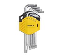 Gunpla - Juego de 9 llaves hexagonales Torx T10-T50 Cr-V Allen con estrella hexagonal, brazo largo de seguridad con punta torx y agujero, incluye estuche de almacenamiento para mantenimiento en casa y