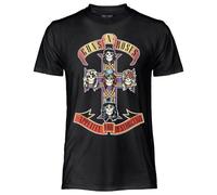 Guns N' Roses, Camiseta oficial Appetite for Destruction. Camiseta Rock. Camiseta unisex de algodón. Ajuste regular para adulto y niño, Negro , XS