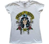 Guns N' Roses - Camiseta Slash '85 de Algodón para Mujer (S) (Blanco)