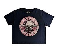 Guns N' Roses Crop Top T Shirt Classic Band Logo Nue oficial Mujer Navy, azul marino, L