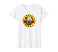 Guns 'n' Roses Hard Rock Band Bullet Logo by Rock Off Camiseta, Mujer, Blanco, M