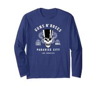 Guns 'n' Roses Hard Rock Band Whiskey Label by Rock Off Manga Larga, Unisex para Adultos, Azul Marino, S