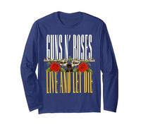 Guns N' Roses Live and Let Die Manga Larga, Unisex para Adultos, Azul Marino, S