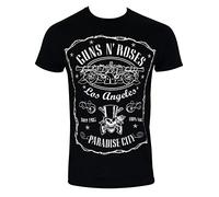 Guns N' Roses Paradise City Label Camiseta, Negro, XL para Hombre
