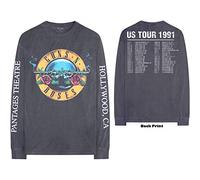 Guns N Roses - T-Shirt Maniche Lunghe # M Unisex Grey # Hollywood Tour