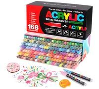 Gunsamg 168 Colores Rotuladores de Pintura Acrílica para Pintura Rupestre, Marcador de Pintura Acrílica para vidrio madera piedra Cerámica tela Metal lienzo tarjetería