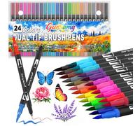 Gunsamg 24 Rotuladores Lettering de Doble Punta para Adultos, Punta Pincel y Fineliner, Marcadores de Arte para Bullet Journal, Caligrafía, Manga y Bocetos