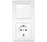 Gunsan Enchufe Visage KOMBI con protección de contacto, empotrable, aspecto blanco brillante