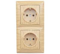 Gunsan Enchufe Visage KOMBI doble con tapa de protección de contacto, doble tapa, empotrable, aspecto de madera, madera de águila