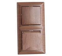 Gunsan Visage - Enchufe combinado con doble soporte de serie, interruptor de protección de contacto, enchufe con tapa empotrada, aspecto de madera de nogal