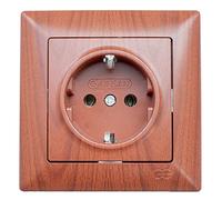 Gunsan Visage - Enchufe con protección de contacto, aspecto de madera, cerezo