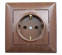 GUNSAN Visage - Enchufe con protección de contacto, aspecto de madera, nogal