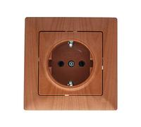 Gunsan Visage - Enchufe con protección de contacto, aspecto de madera, roble oscuro