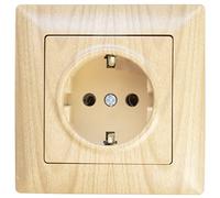 Gunsan Visage - Enchufe con protección de contacto empotrado, imitación de madera de peral