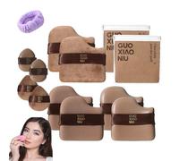 Guo Xiao Niu Makeup Puff, 1 Box Of 6 Pcs Guo Xiao Niu Chocolate Color Quick Makeup Foundation Puff Set, for Foundation, Blending, Concealer & Powder, without Eating Powder (2 Set)