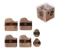 Guo Xiao Niu Makeup Puff, 1 Box of 6 PCS Guoxiaoniu Chocolate Color Quick Makeup Foundation Sponge Puff Set, for Natural And Easy Make-up Soft Long-Lasting (1set)