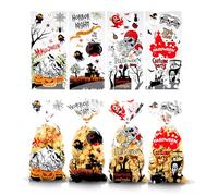 GUO-YING 100 Pz Halloween Bolsa Chuches,Bolsa de Celofán Halloween, Bolsas Plastico,Halloween Aperitivos Caramelo Fiesta Bolsas,Bolsas Fiesta de Halloween para Regalos (rojo)