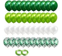 GUO-YING Globos de Confeti Globos de LáTex Verde Blanco, 60pcs Globos de Helio de 12'' Globos, CumpleañOs, Baby Shower, GraduacióN, Decoraciones de Fiesta de Ceremonia (Verde)