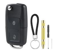 guobinZH 2 Botones Carcasa Llave de Coche Compatible con VW Golf 4 5 6 MK4 Passat Polo Bora Transporter Touran Sko-da Fabia Octavia Carcasa Mando a Distancia Funda Llaves de Coche con Llavero
