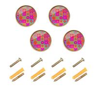 GuoChe 4 tiradores redondos para gabinete, diseño de bloques de edredón, estilo artístico, pomos de cocina para armario, 32 mm