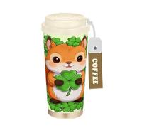 GuoChe 6f715957614d472ab7096e021e0ec41b - Vaso de café de viaje para mujer con tapas, taza de café de acero inoxidable para bebidas frías y calientes, 17 onzas